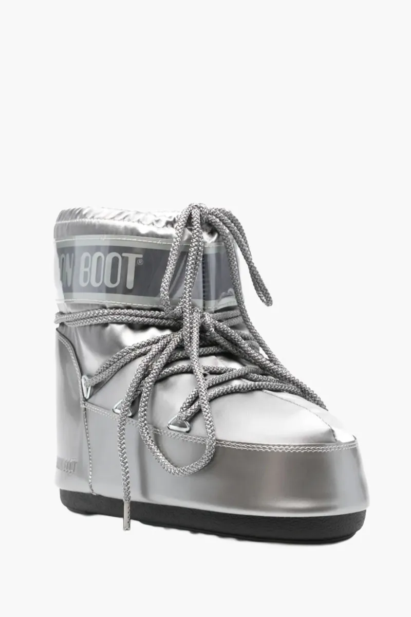 MOON BOOT Women Icon Logo Glance Low Boots in Grey Satin 2