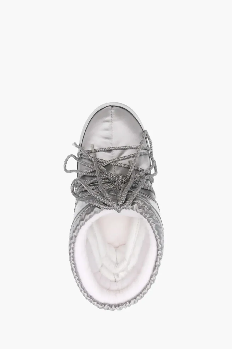 MOON BOOT Women Icon Logo Glance Low Boots in Grey Satin 3