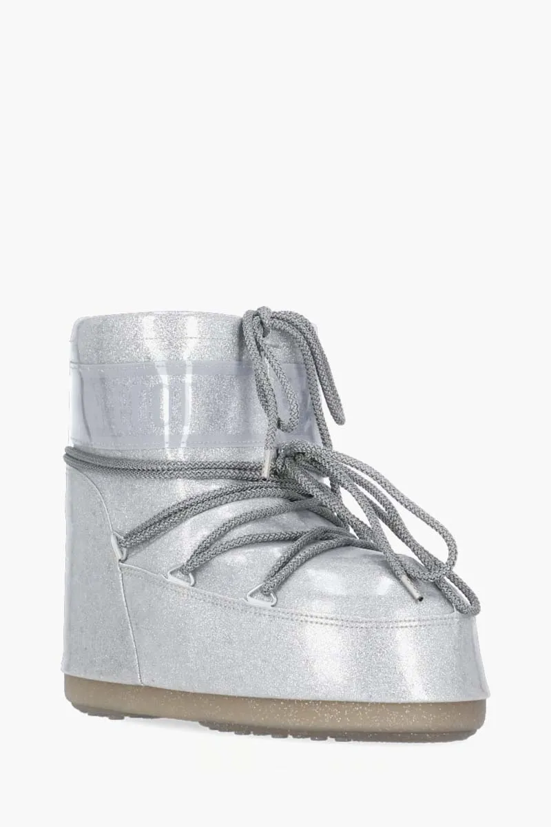 MOON BOOT Women Icon Low Glitter Boots in Silver 2
