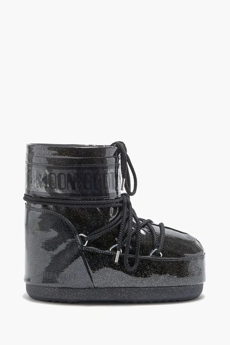 MOON BOOT Women Icon Low Glitter Boots in Black 0