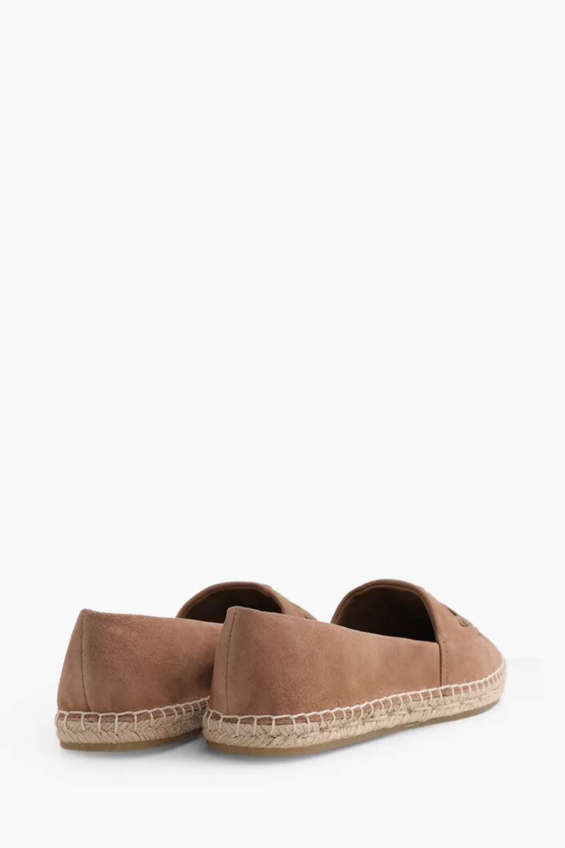 TORY BURCH Woven Double T Aline Espadrille in Almond Flour/Almond Flour Suede 2