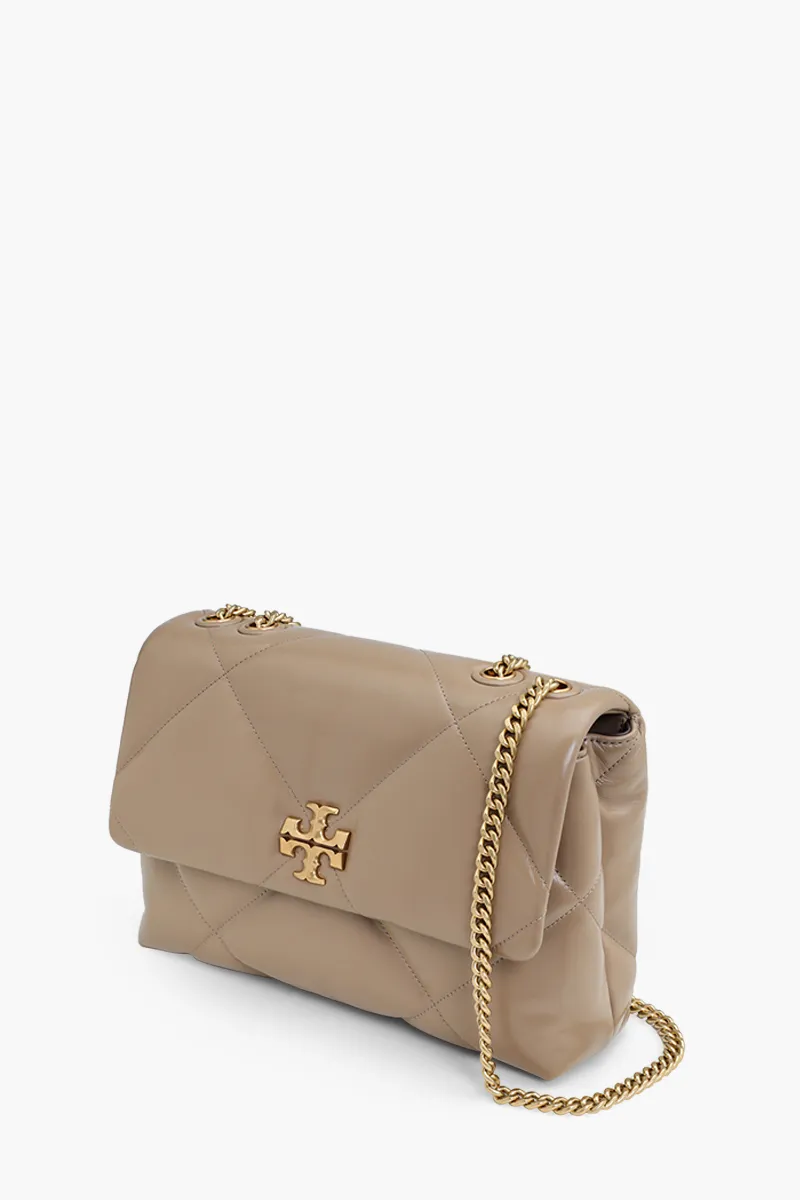 TORY BURCH Kira Diamond Quilt Convertible Shoulder Bag in Taupe Oak Napa Leather 2