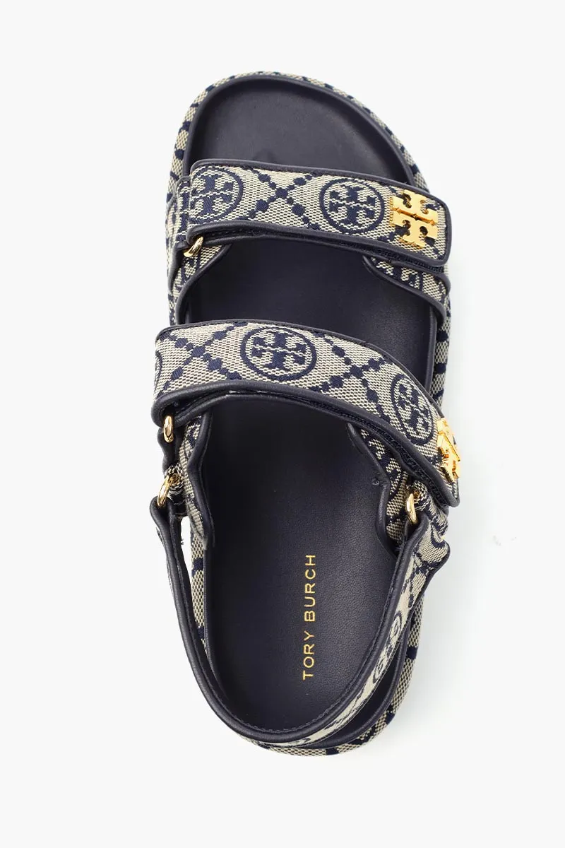 TORY BURCH T Monogram Kira Sport  Velcro Strap Sandals in Perfect Navy 3