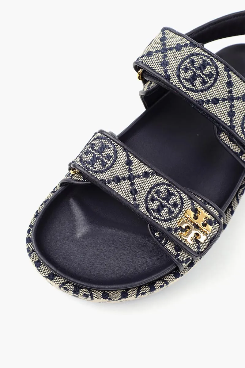 TORY BURCH T Monogram Kira Sport  Velcro Strap Sandals in Perfect Navy 4