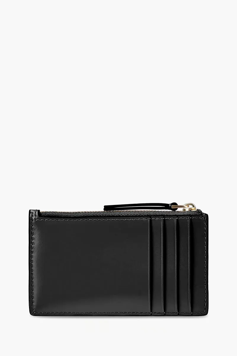 TORY BURCH Kira Diamond Quilt Zip Card Case in Black Napa Leather 2