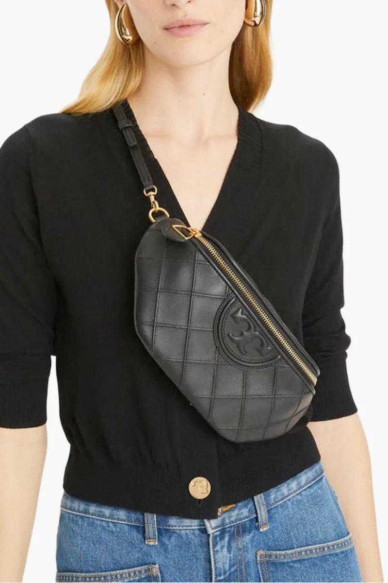 TORY BURCH Fleming Soft Convertible Belt Bag in Black Nappa Leather 3