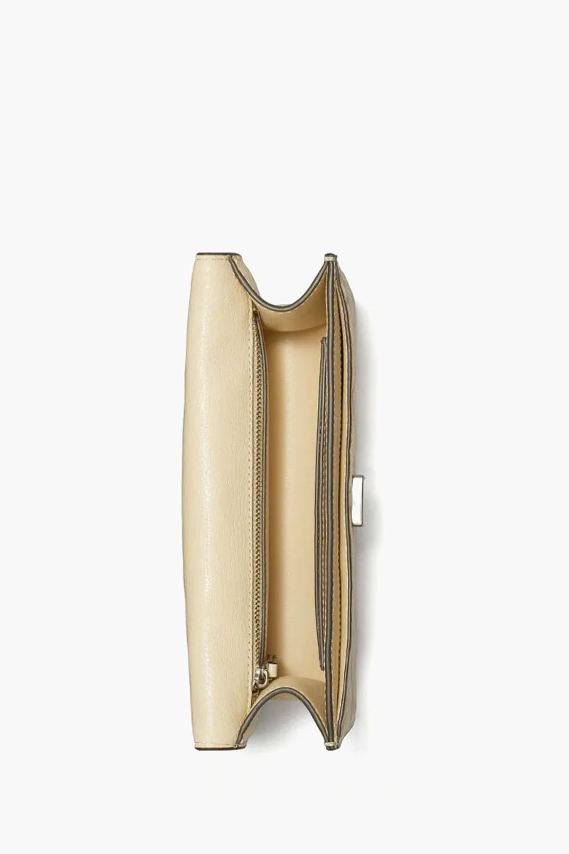 TORY BURCH Small Fleming Convertible Shoulder Bag in Vanilla Soft Serve Diamond Debossed Leather 2