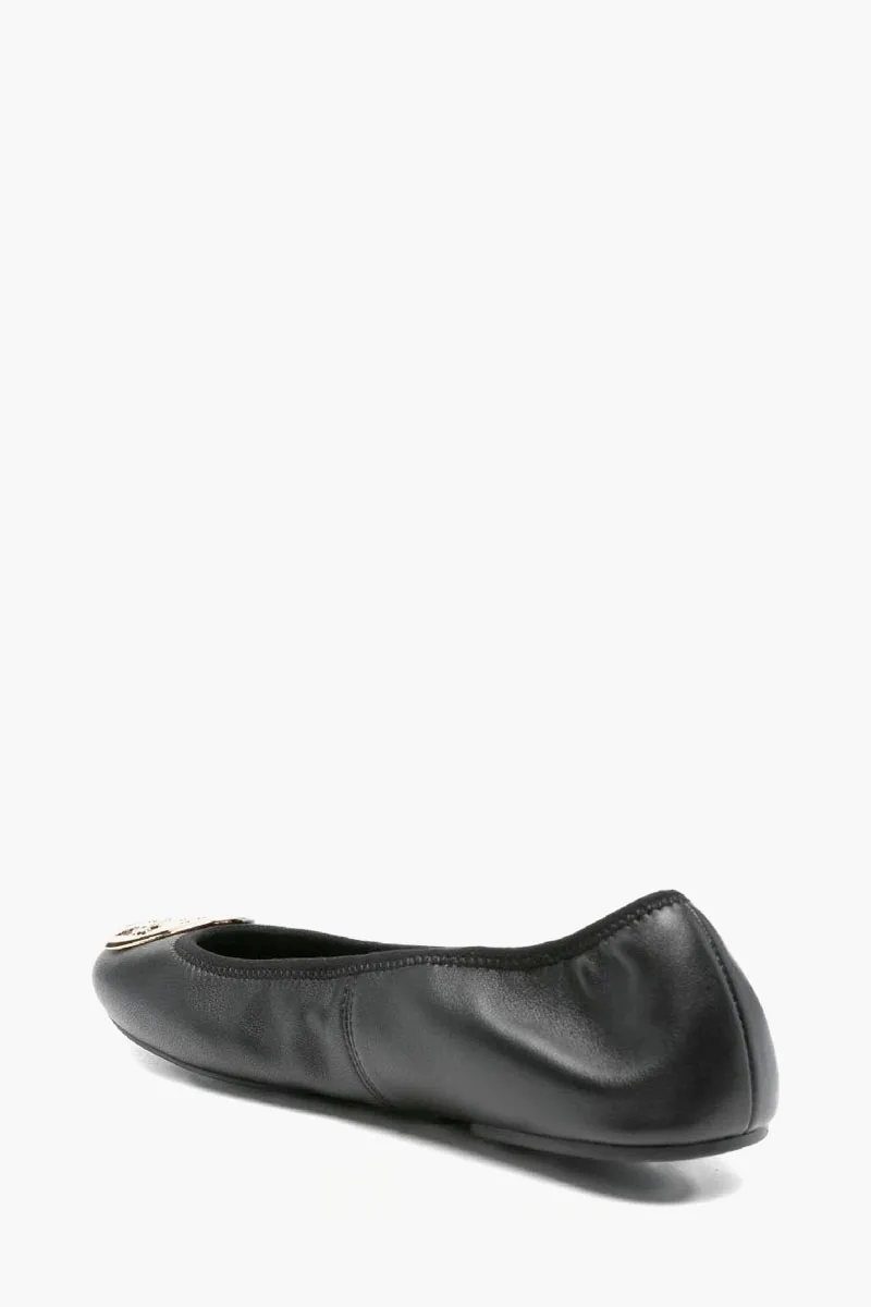 TORY BURCH Reva Travel Ballet in Black/Gold Napa Leather 2