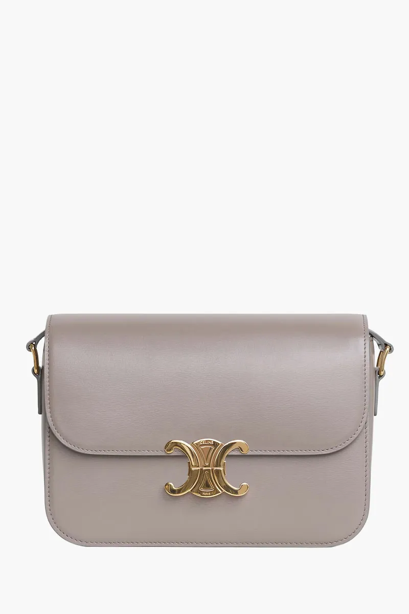 CELINE Medium Triomphe Bag in Pebble Shiny Calfskin 0