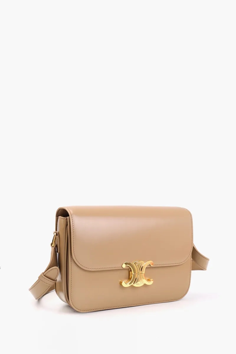 CELINE Medium Triomphe Bag in Smoked Brown Shiny Calfskin 1