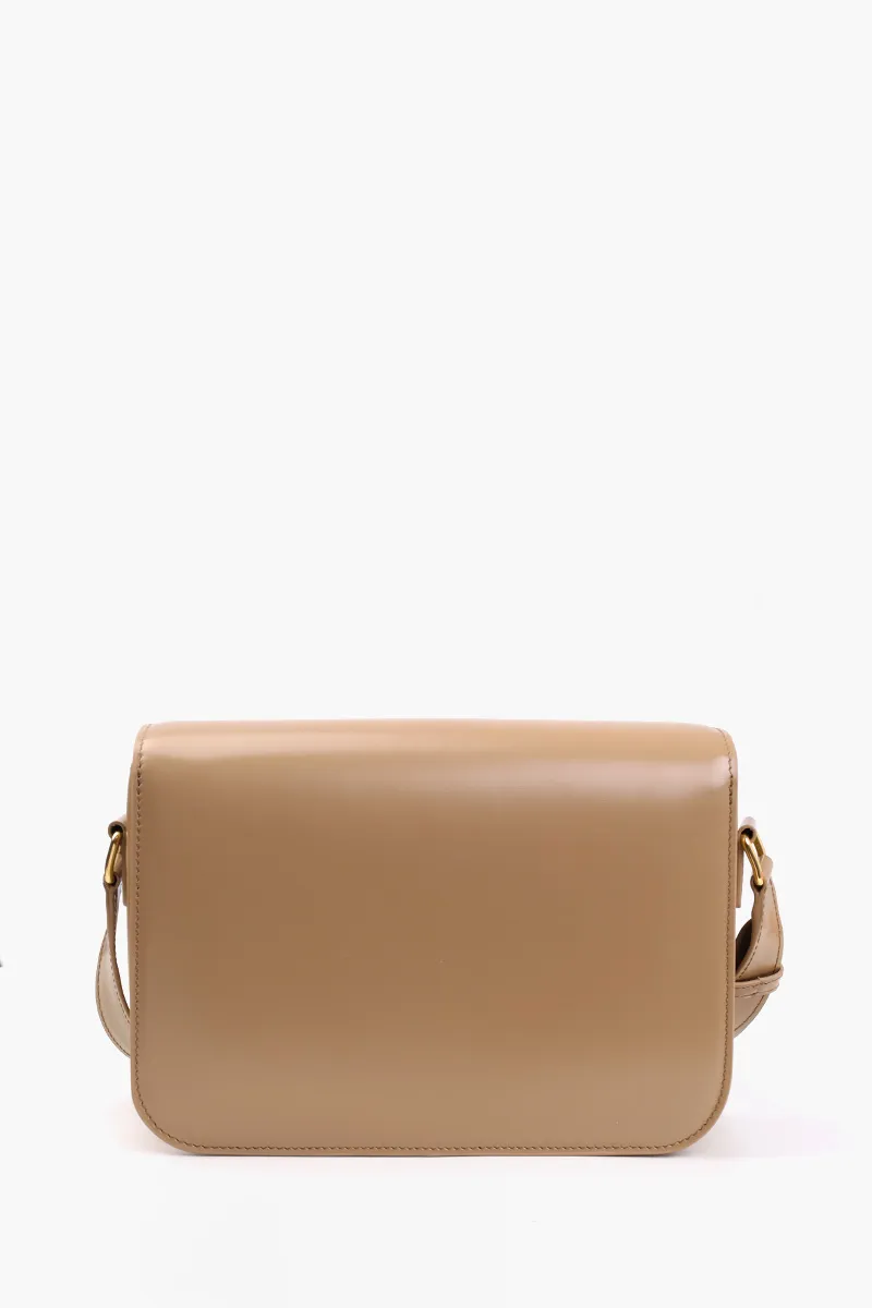 CELINE Medium Triomphe Bag in Smoked Brown Shiny Calfskin 2