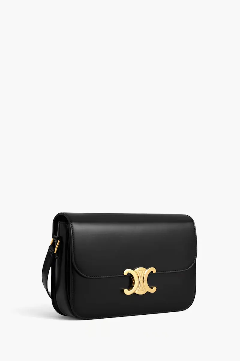 CELINE Medium Triomphe Bag in Black Shiny Calfskin 1