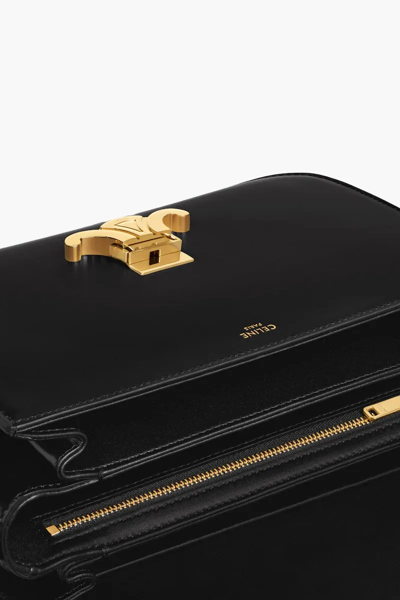 CELINE Medium Triomphe Bag in Black Shiny Calfskin 3