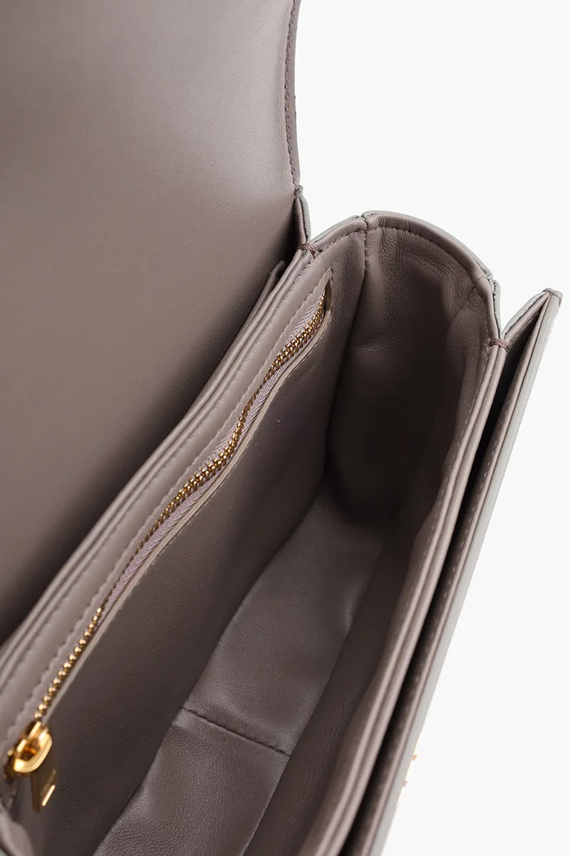 CELINE Teen Triomphe Shoulder Bag in Pebble Shiny Calfskin Leather GHW 3