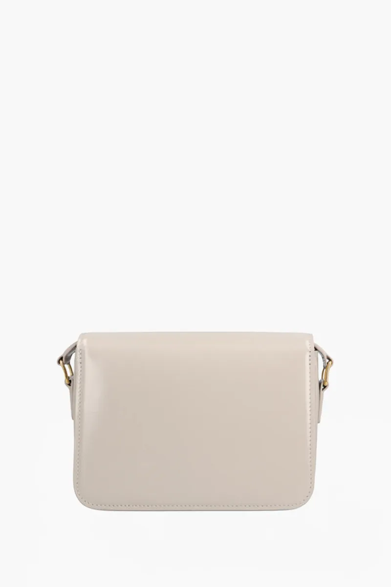 CELINE Teen Triomphe Shoulder Bag in Soft Grey Shiny Calfskin Leather GHW 1