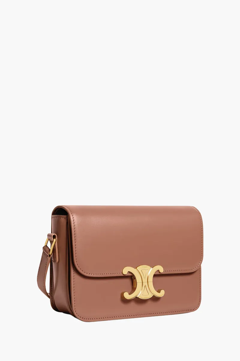 CELINE Teen Triomphe Shoulder Bag in Bronze Shiny Calfskin Leather GHW 1