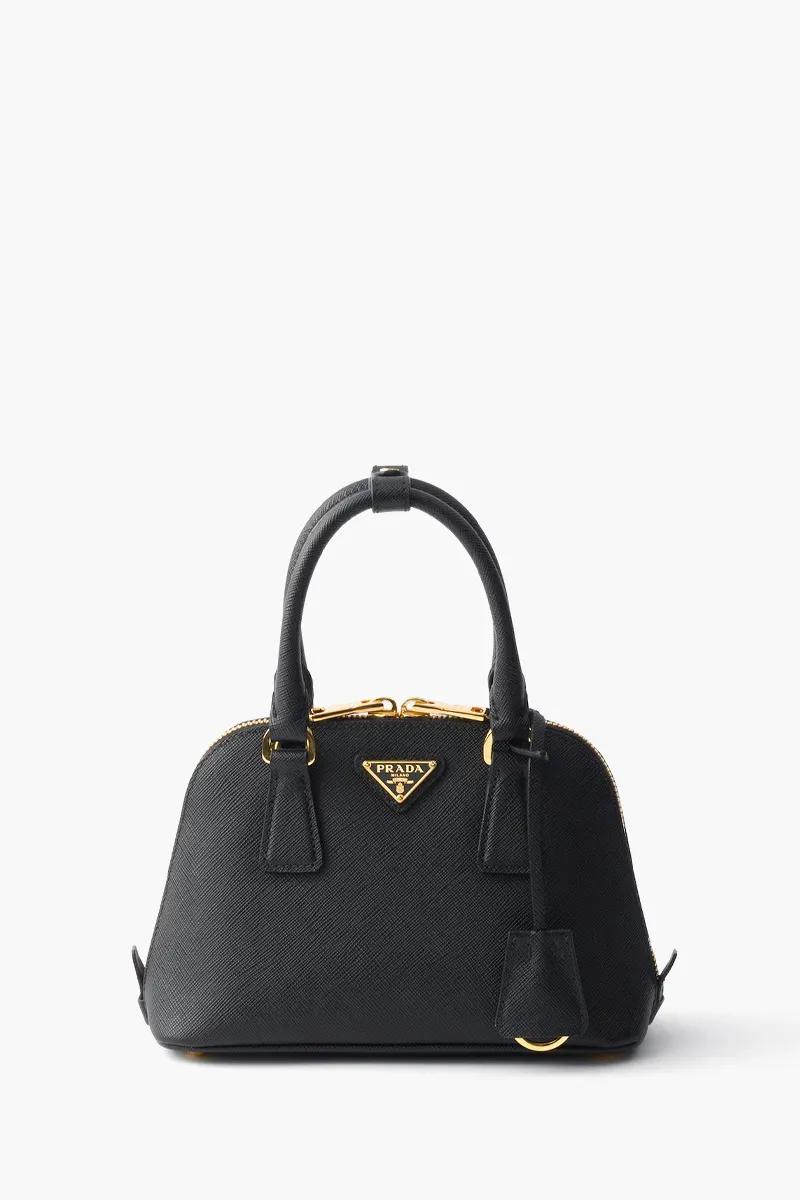 PRADA Mini Promenade Top Handle Bag in Black Saffiano Leather with Detachable Strap 0