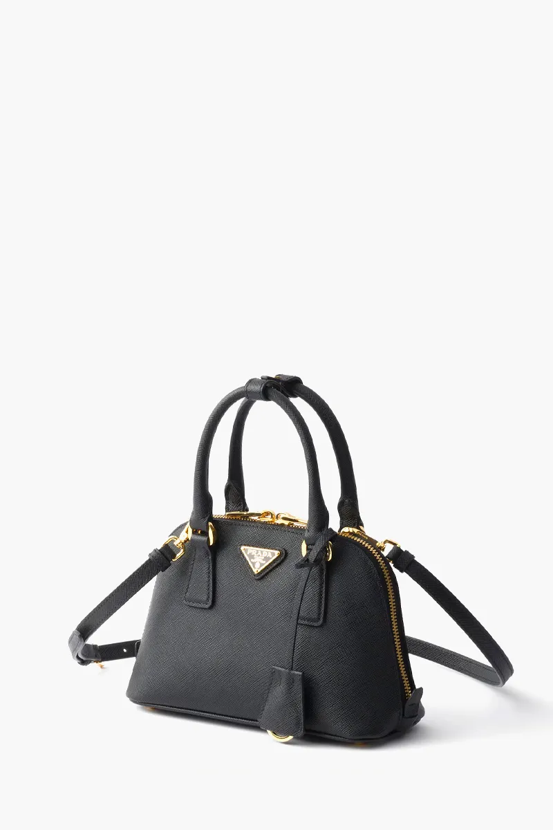 PRADA Mini Promenade Top Handle Bag in Black Saffiano Leather with Detachable Strap 1