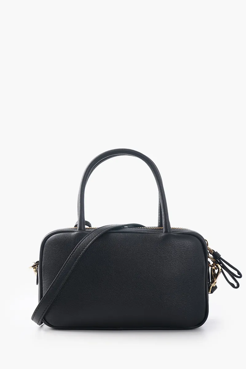 PRADA Triangle Logo Handbag in Black Calf Leather 2