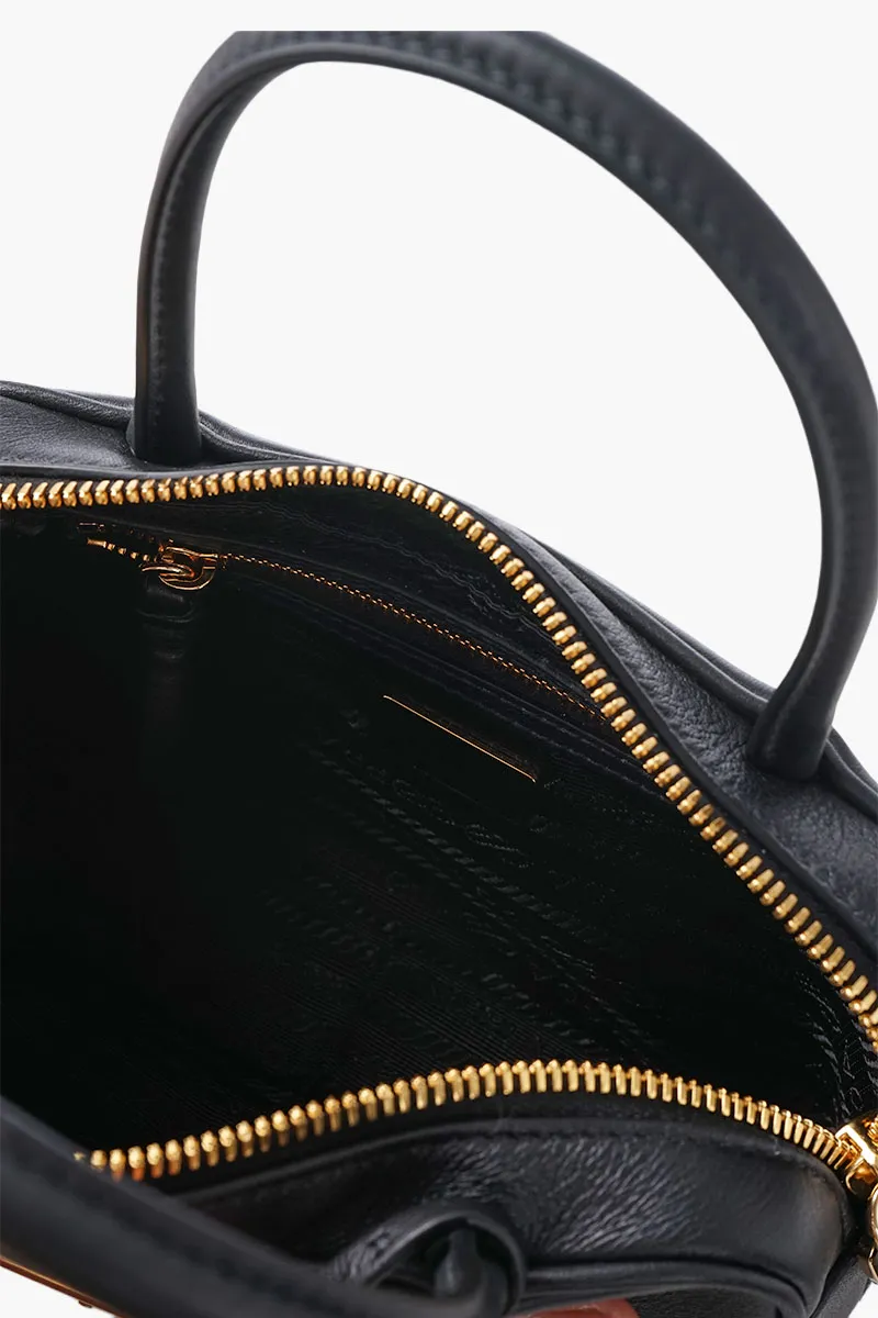 PRADA Triangle Logo Handbag in Black Calf Leather 3