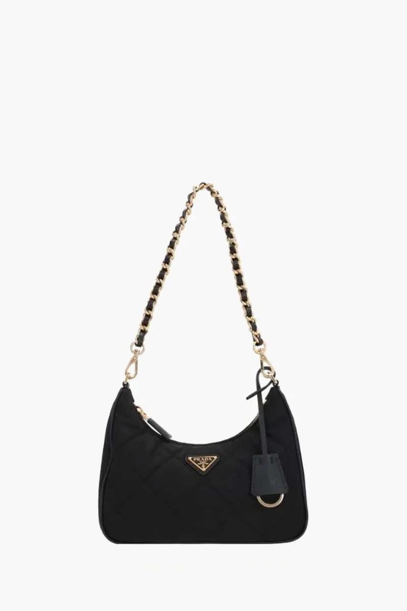 PRADA Mini Re-Edition 1995 Chaîne Lightly Padded Shoulder Bag in Black Re-Nylon 0
