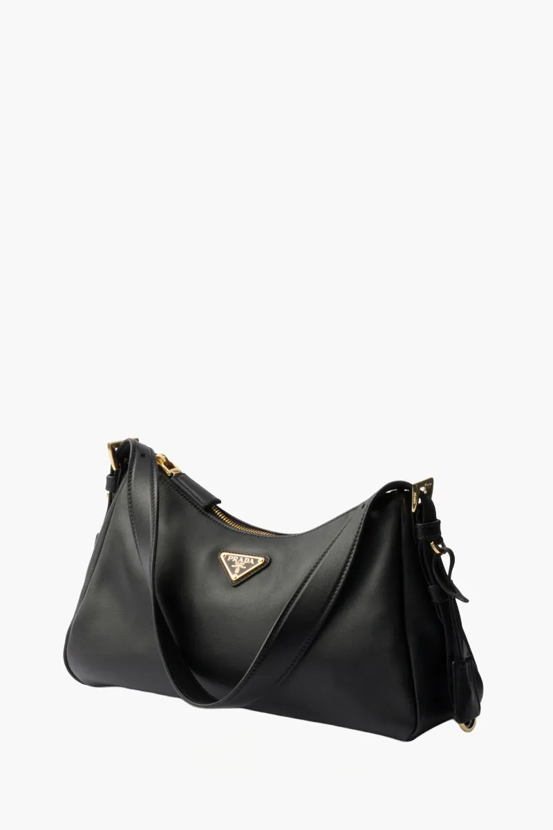 PRADA Medium Aimee Shoulder Bag in Black Calfskin Leather 1