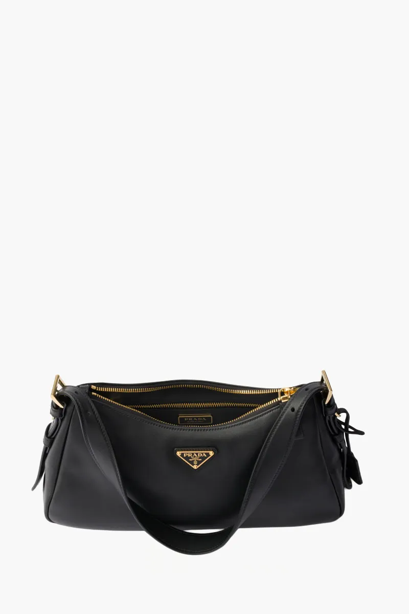 PRADA Medium Aimee Shoulder Bag in Black Calfskin Leather 2