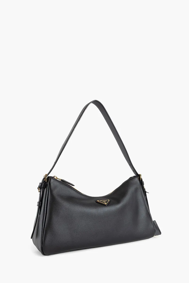 PRADA Medium Aimée Shoulder Bag in Black Grained Calfskin 1