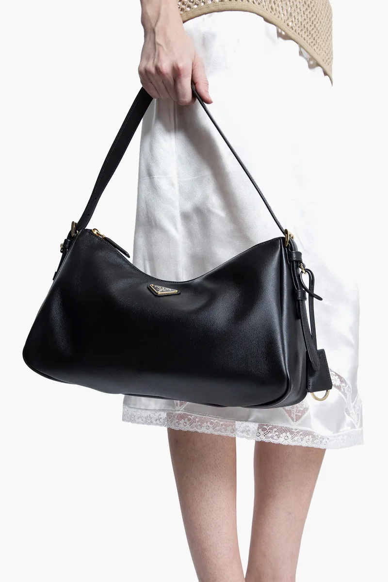PRADA Medium Aimée Shoulder Bag in Black Grained Calfskin 3