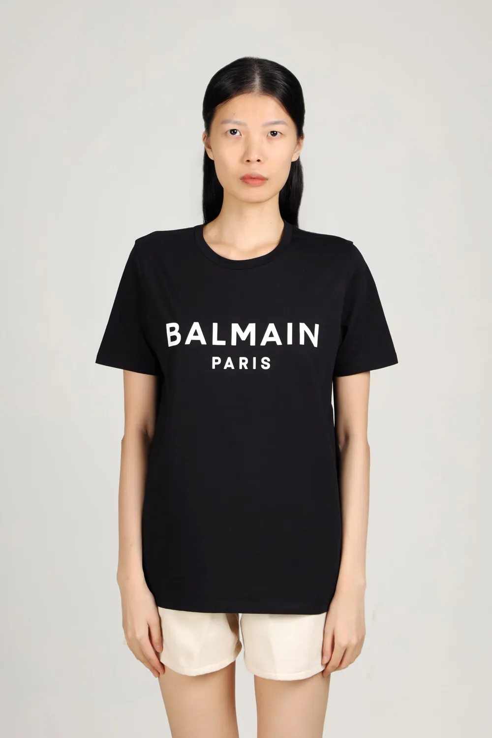 BALMAIN Women Balmain Paris Logo Casual Cut T-Shirt in Black/White 1