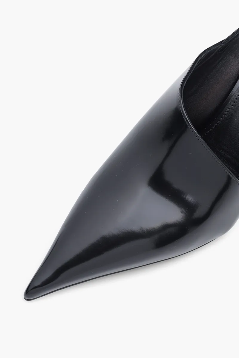 PRADA Women Asymmetrical Slingback Pumps 65mm in Black Brushed Leather 4