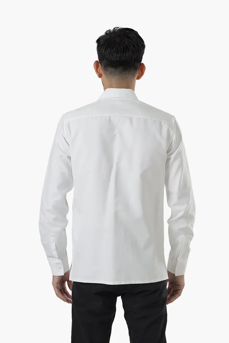 CHRISTIAN DIOR x SACAI Overshirt in Cream Cotton Faille with Patch Logo on Chest 1
