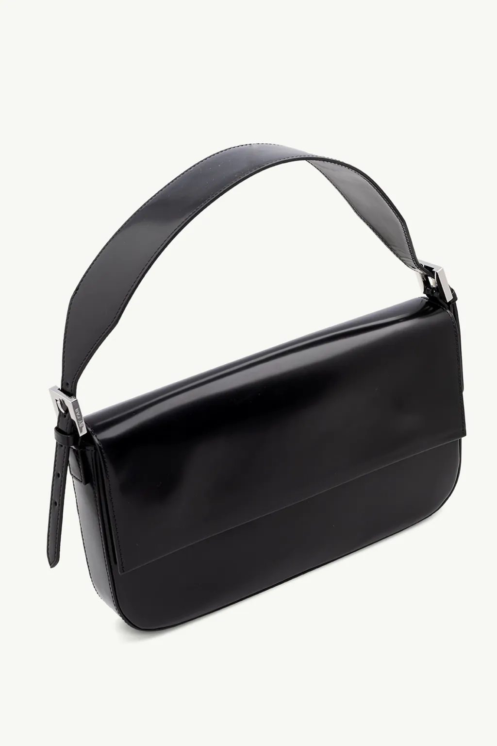 BY FAR Manu Handbag in Black Semi Patent Leather 2