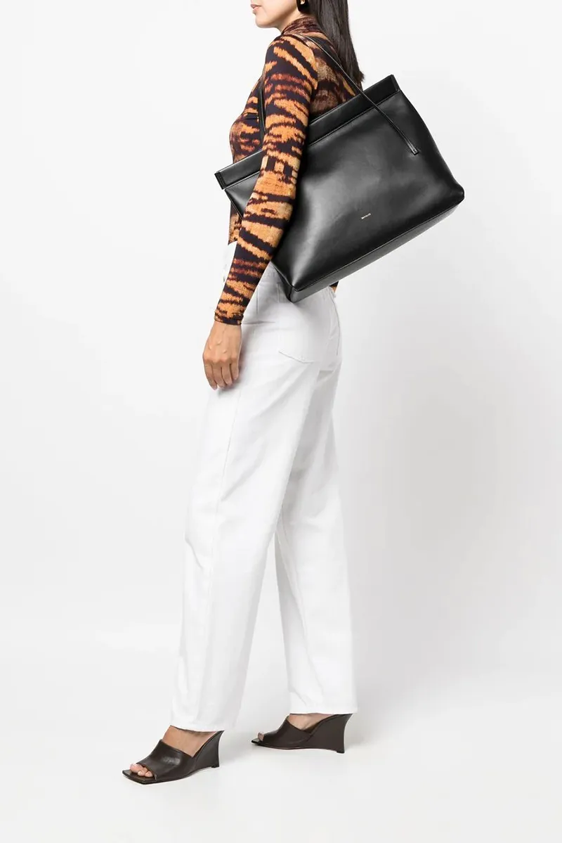 WANDLER Big Joanna Shoulder Bag in Black Soft Calf Leather 3