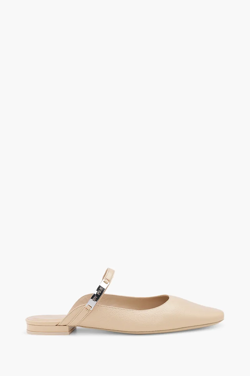 BY FAR Women Etta Flat Slingback Mules in Sand Grained Leather 0