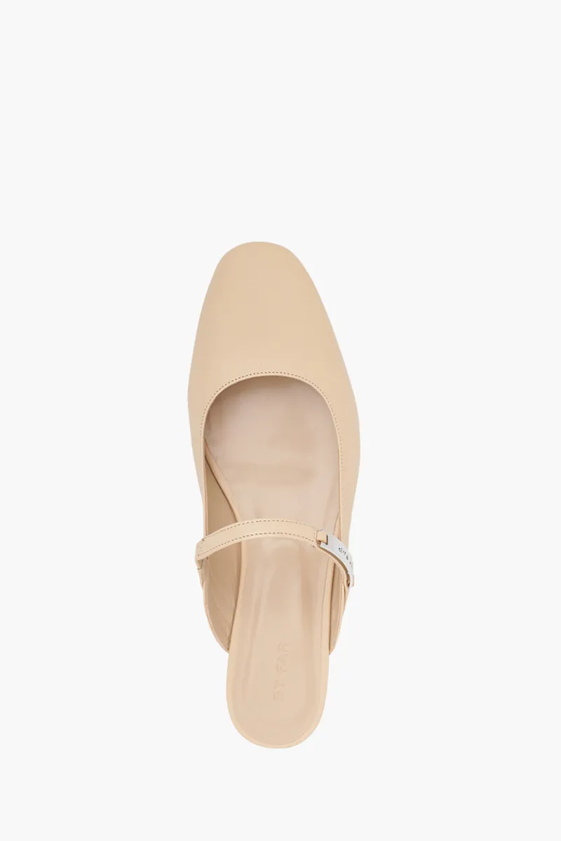 BY FAR Women Etta Flat Slingback Mules in Sand Grained Leather 3