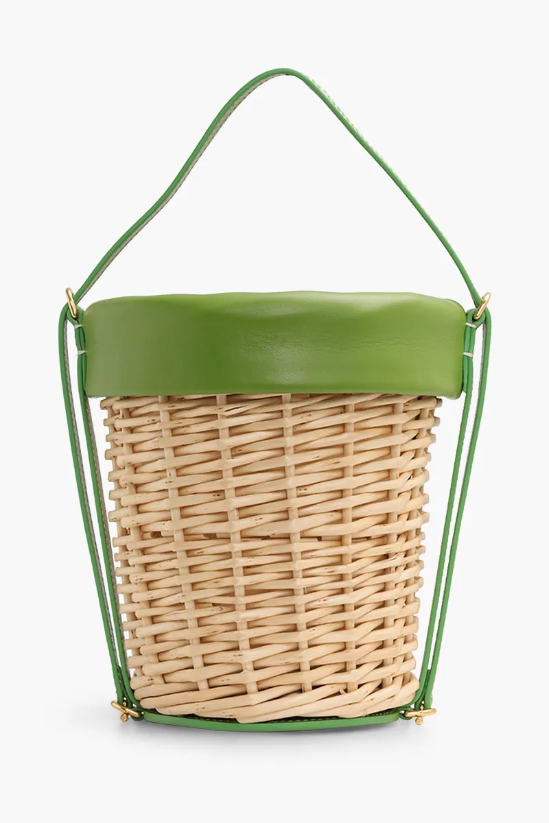 JACQUEMUS Le Panier Seau Bucket Bag in Green Smooth Leather 1