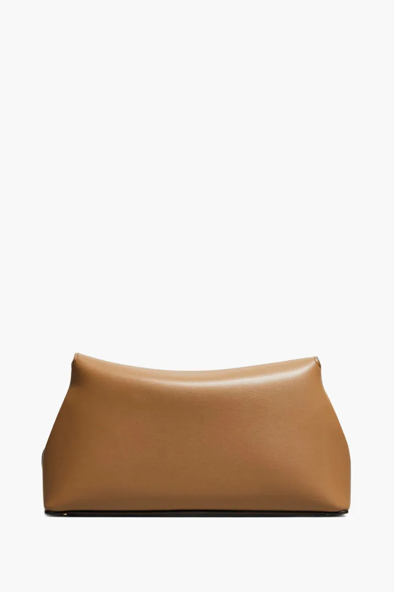TOTEME T-Lock Flap Clutch in Camel Leather with Detachable Strap 2