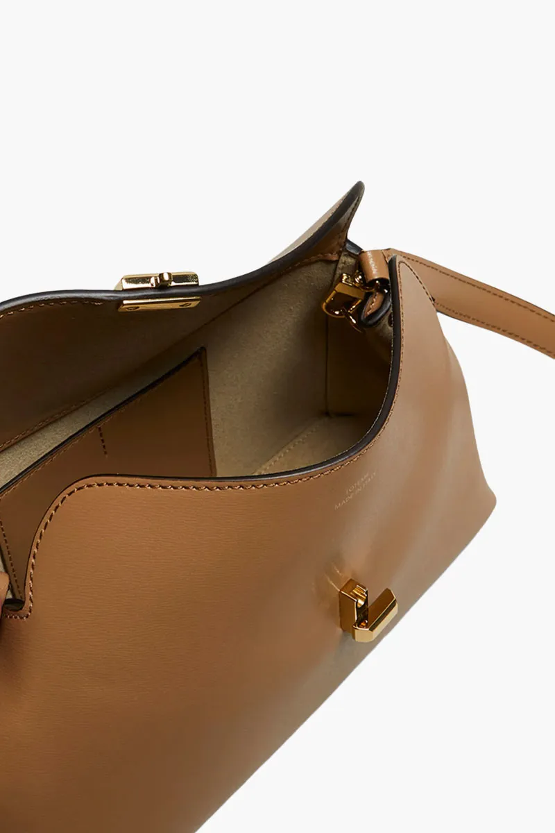 TOTEME T-Lock Flap Clutch in Camel Leather with Detachable Strap 3