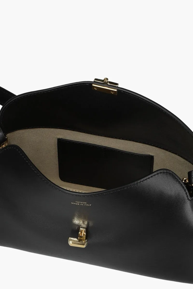 TOTEME T-Lock Cluch in Black GHW Leather with Shoulder Strap 4