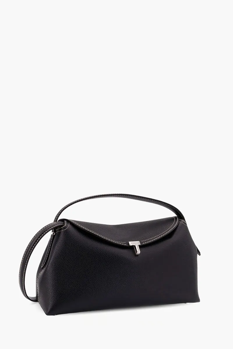 TOTEME T-Lock Top Handle Bag in Black Grain Cow Leather SHW 1