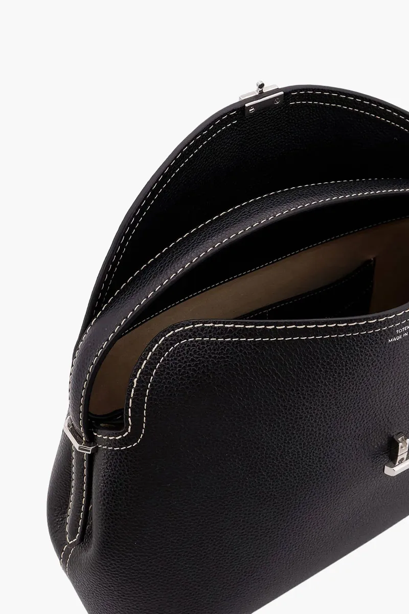 TOTEME T-Lock Top Handle Bag in Black Grain Cow Leather SHW 3