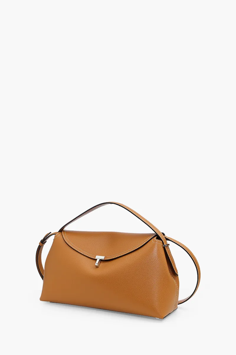 TOTEME T-Lock Top Handle Bag in Tan Grain Cow Leather SHW 2