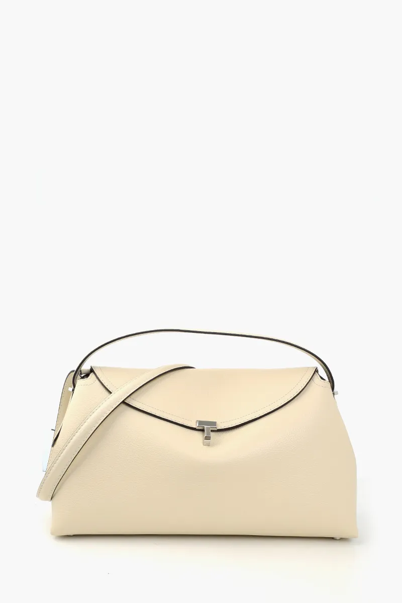 TOTEME T-Lock Top Handle Bag in Milk White Grain Cow Leather SHW 0
