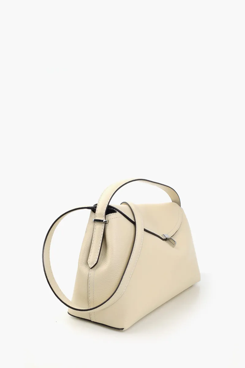 TOTEME T-Lock Top Handle Bag in Milk White Grain Cow Leather SHW 1