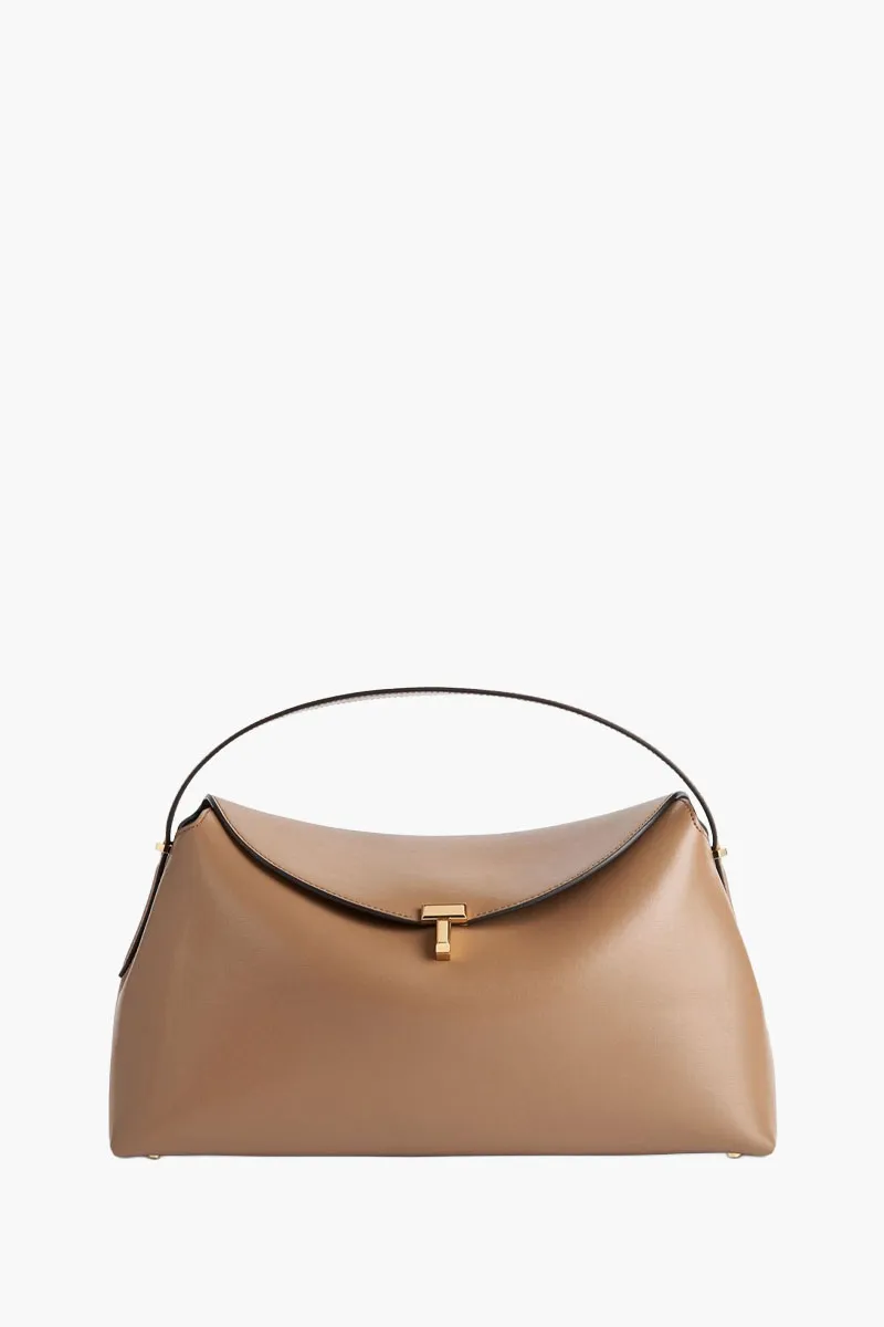 TOTEME T-Lock Top Handle Bag in Camel Leather 0