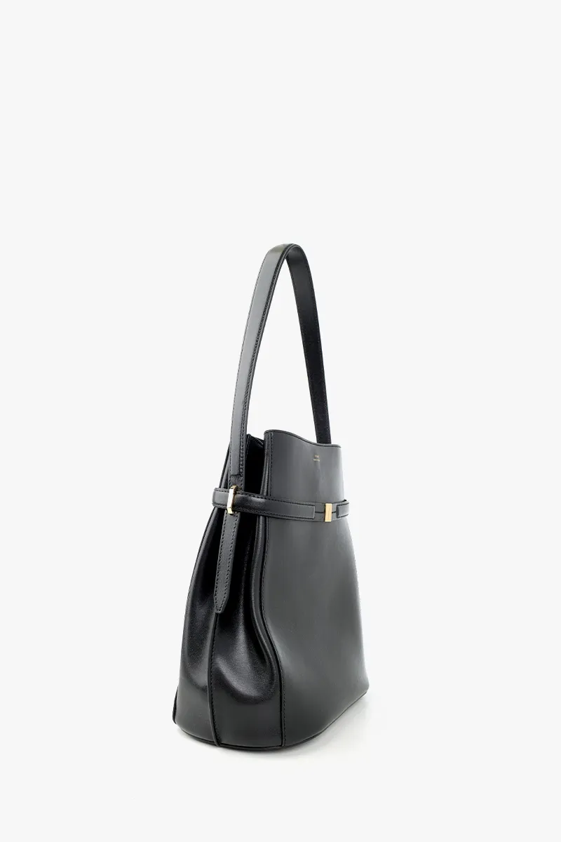 TOTEME Belted Bucket Shoulder Bag in Black Leather GHW 1