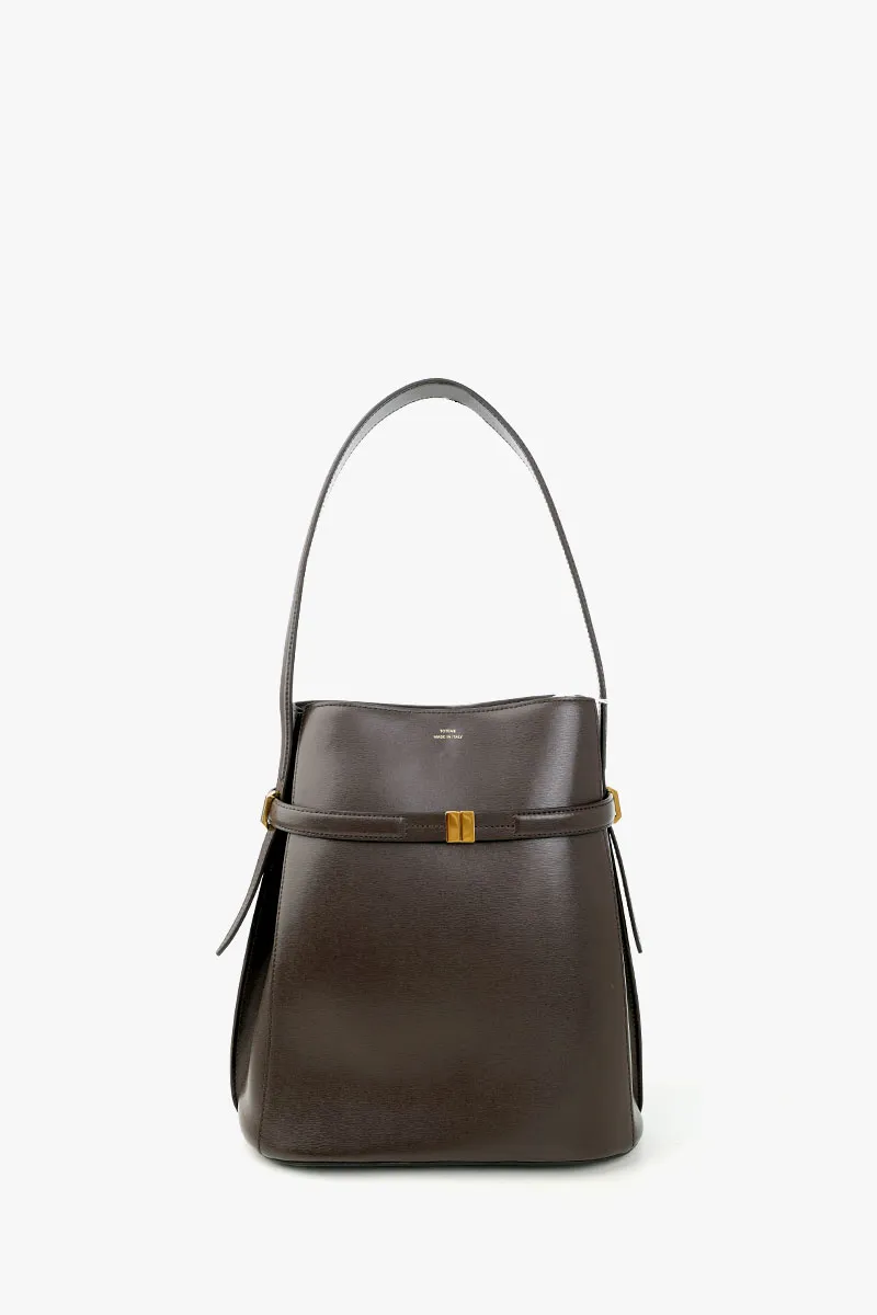 TOTEME Belted Bucket Shoulder Bag in Bark Leather GHW 0