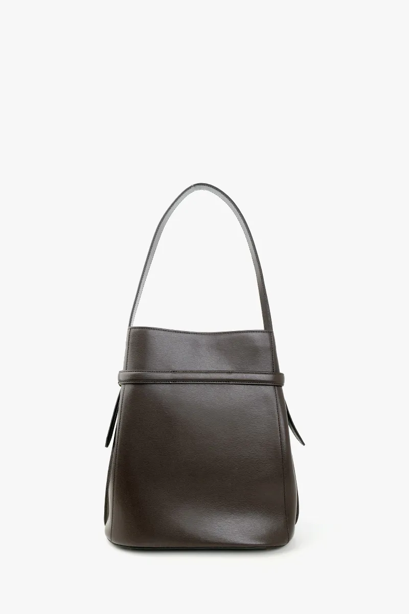 TOTEME Belted Bucket Shoulder Bag in Bark Leather GHW 2