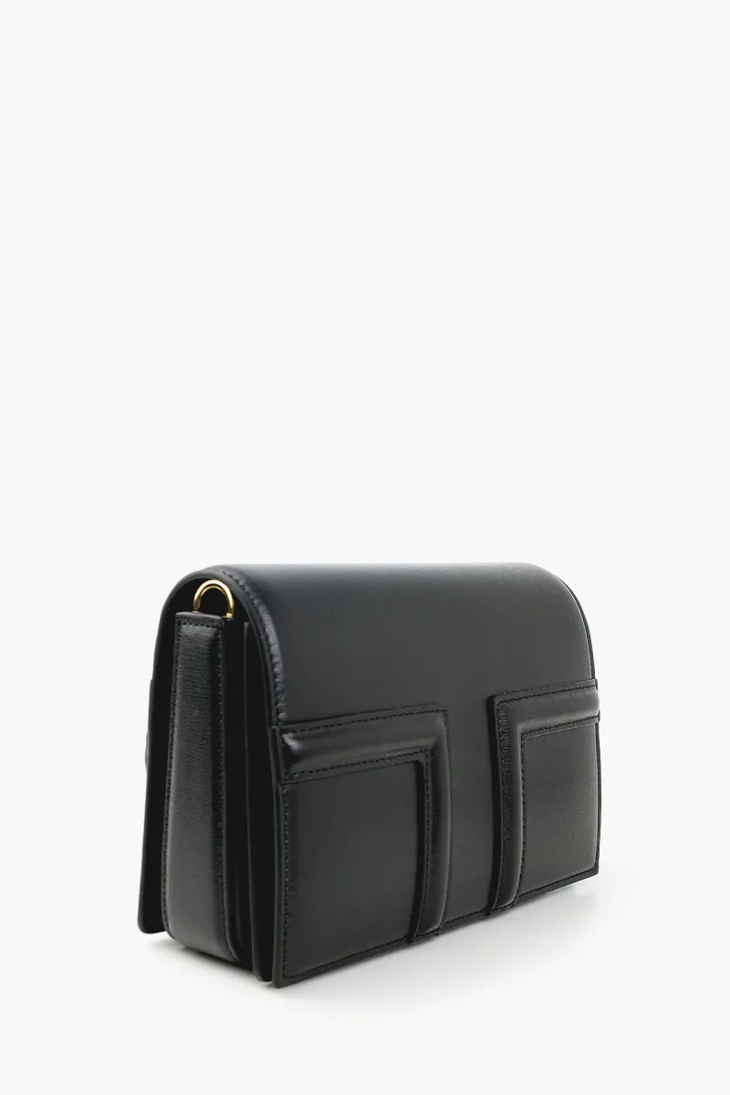 TOTEME Mini T-Flap Handbag in Black Leather GHW with Detachable Strap 1